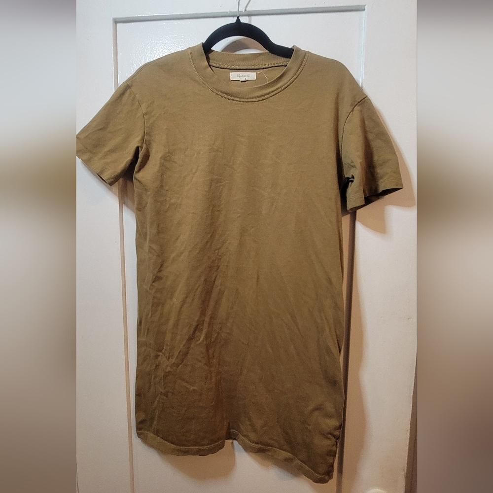 Madewell Khaki Short Sleeve Tee Shirt Dress, Xs